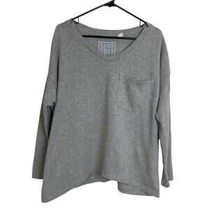 Skagorn #62 Shirt Womens XS Gray Long Sleeve V Neck Pocket Casual Rikke Korff *